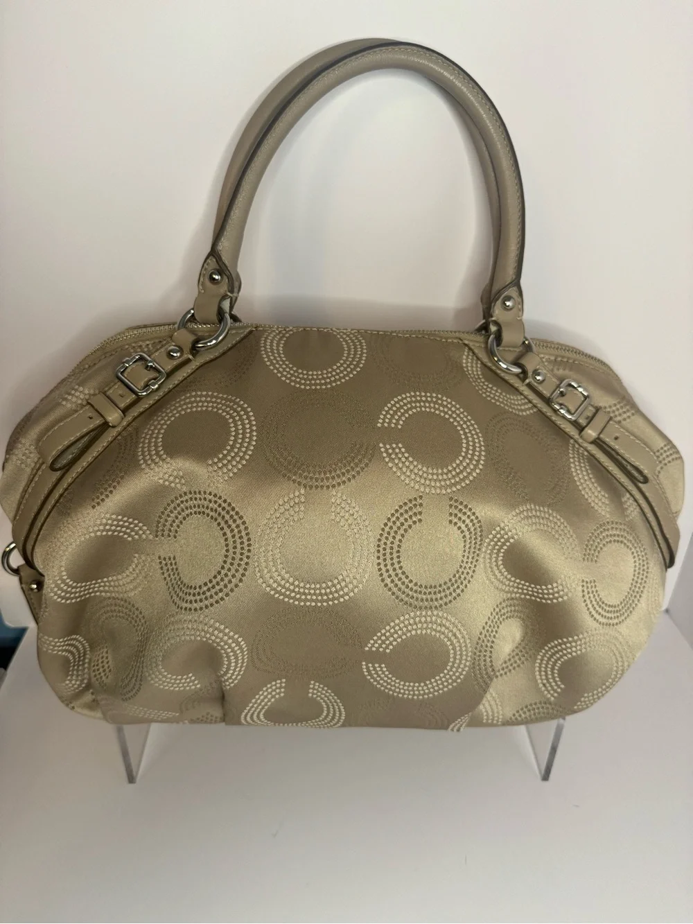 #298 Coach Madison Dotted Op Art Sophia Satchel Two-Way Bag - Picture 3 of 13